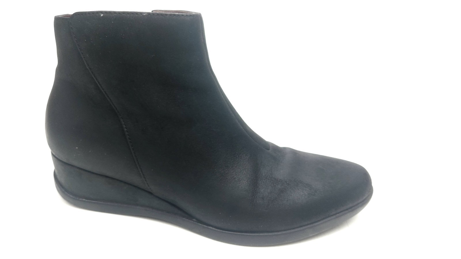 New Dansko Serenity Booties Black Nubuck Wedge Ankle Side Zip Sz 37 / 6.5-7 - $39.99