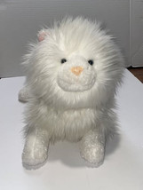 Stuffed Animal Realistic Large Long Hair White Cat Plush Toy pink nose 18” - $66.64