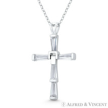 5-Stone Latin Crucifix Cross Cubic Zirconia .925 Sterling Silver Rhodium Pendant - $22.27+