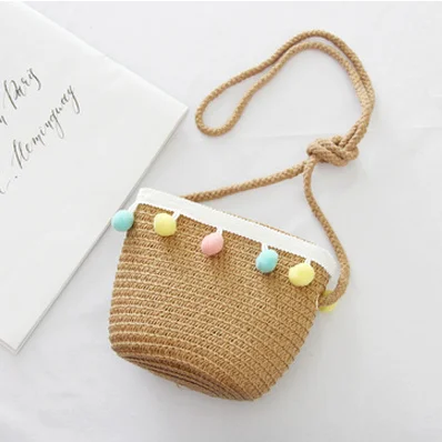  children girls shoulder bag daisy flower straw messenger bag kids keys coin purse cute thumb200