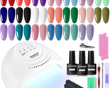 Gel Nail Polish Kit with U V Light Popular Color 23 PCS with Durable Bas... - $35.96