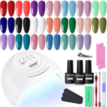 Gel Nail Polish Kit with U V Light Popular Color 23 PCS with Durable Bas... - $53.94