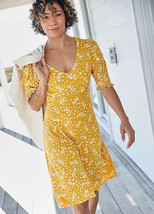 Freestyle Bonnie Yellow Pineapple Print Tea Dress UK 16 (fm85-10) - £38.63 GBP