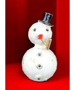Vtg ART Arthur Pepper White Enamel Snowman Brooch Pipe Hat Winter Rhines... - $1,887.97 MXN