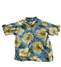 Tommy Bahama Hawaiian Shirt Blue Floral Mens XL  Short Sleeve  100% Silk - $18.49