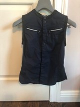 NWT G-Star Women Navy Snap Front Zipper Pocket Sleeveless Blouse SZ XS - $49.50