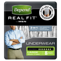 Depend Real Fit For Men Underwear 8 Pack in Large - £69.17 GBP