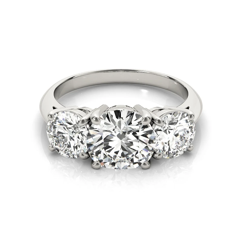 925 Sterling Silver Women&#39;s Ring 3 Stones 2 Carats Round Cut SONA Simulated Diam - £72.72 GBP