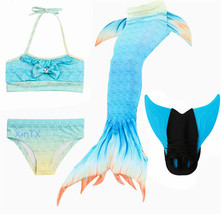 New arrive! Kids Mermaid Tail With Monofin Fancy Girls Swimsuit Bikini C... - £26.27 GBP