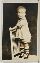 Child With the Cutest on Chair High Buckle Shoes RPPC Postcard M9 - £15.97 GBP