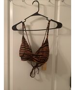 Kona Sol Women&#39;s Zebra Print Cross Tie Back Bikini Top Swim - $42.60 CAD+