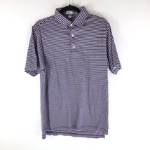 Peter Millar Mens Polo Shirt Short Sleeve Cotton Striped Purple S - $28.90
