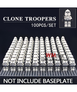 100Pcs Star Wars White Clone Trooper Minifigure Assembly Mini Building B... - €116,06 EUR
