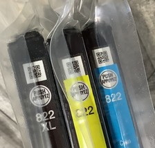 3 Genuine Epson 822XL &amp; 822 Standard Ink Cartridges Yellow Cyan - £37.28 GBP