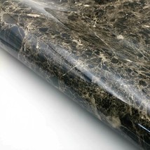 Marble Interior film Self adhesive - Black Glossy Faux Marble Contact Paper - £16.18 GBP