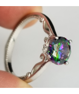 size 9 STERLING SILVER ring blue purple green gemstone .925 BEAUTIFUL! - $54.45 CAD