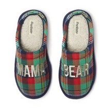 Dearfoams Mama Bear Memory Foam Slippers Plaid Size Small 5-6 Green Red NEW - £6.26 GBP