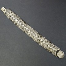 Vintage Filigree 835 European Dutch Holland Disc Silver Panel Chain Bracelet - £70.43 GBP