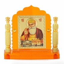 Guru Nanak Dev Ji Gold foil Plated Photo Frame with Engraved Pillars for... - $29.69