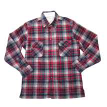 Vintage Ballymoor Wool Flannel in Red Blue Gray Plaid Button-Up Shirt L - £23.12 GBP