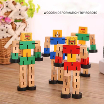 NANING Toy Robot - Wooden Transfigures Toys, Gift for children, Set of 4 colors - £10.34 GBP