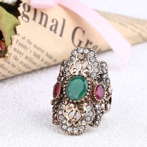 New From India Unique Red Antique Ring Color Ancient Gold Vintage Crystal Rings  - £6.17 GBP