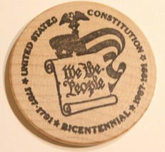 Vintage United States Constitution Wooden Nickel 1987 New Carrollton Maryland - £3.87 GBP