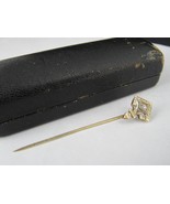 Antique 14k Yellow Gold &amp; Diamond Stick Pin Pin Art Deco TORCH - £117.63 GBP