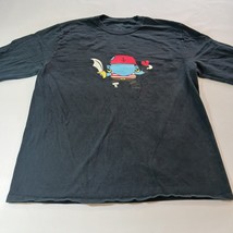 Jerzees Crewneck Men's Faded Black Cotton Graphic T-Shirt Long Sleeve Size Large image 5