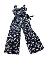 CHARTER CLUB Cotton Navy Floral-Print Jumpsuit Smocked Back Womens Size ... - $639.30 MXN