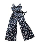 CHARTER CLUB Cotton Navy Floral-Print Jumpsuit Smocked Back Womens Size ... - $48.30 CAD
