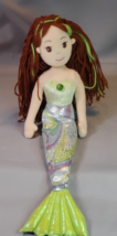 Aurora Sea Sparkles Mermaid Plush Doll Sabrina 18 in Brown Hair Green Gem - £11.61 GBP