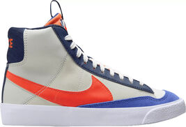 Nike Blazer Mid &#39;77 SE Kids Size 6.5Y White Silver Orange Blue FQ7413-100 - $49.39