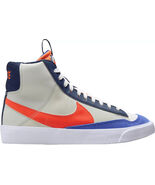 Nike Blazer Mid &#39;77 SE Kids Size 6.5Y White Silver Orange Blue FQ7413-100 - $49.39