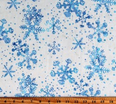 Cotton Batik Blue Snowflakes Winter Holidays Fabric Print by the Yard D180.14 - £12.78 GBP