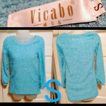 ✔️Vicabo Blue Fuzzy Soft Light Sweater Size Small - £9.08 GBP
