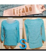 ✔️Vicabo Blue Fuzzy Soft Light Sweater Size Small - £9.14 GBP