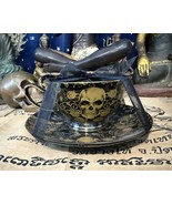 Park Château  Black and Gold Skull Motif Tea Cup and Saucer Set Gothic H... - $35.02 CAD