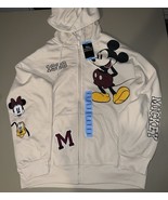 Mickey Mouse Zipper Hoodie Women’s L Ivory With 2 Pockets - $552.52 MXN