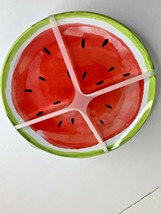 Kohls Salad Plate Lot of 4 Melamine BPA Free Ret $22 Watermelon New - £13.16 GBP