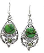 Handmade peridot pendant earrings.925 Sterling silver composite - $11.25