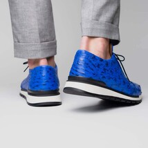 Hand painted genuine ostrich quill Sneaker Shoes Scanno Electric Blue image 9