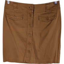 Jones New York Khaki Work Skirt Front Pockets Stretch Button Front Size 10 - $541.53 MXN