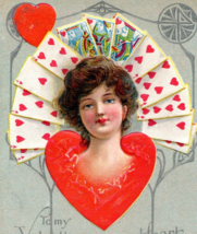 c1910 Embossed Queen Of Hearts Valentine Postcard - $14.85
