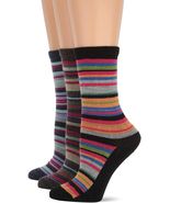 Wise Blend Womens Stripe Pattern Colorful Merino Wool Crew Boot Socks 3 ... - $30.97 CAD