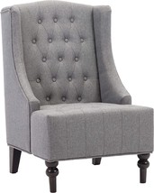 Ac Pacific Ryan Modern Living Room Button Tufted Wingback Accent, Steel Grey - £185.57 GBP
