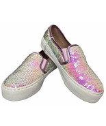 The Children&#39;s Place Slip On Shoes Reversible Sequins Pink Gold Girls 13... - £28.17 GBP