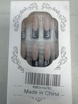 RIICFDD Halloween Fake Nails 24 Pcs Coffin Pink French Tip Ghost Designs - $178.41 MXN