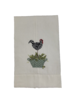 Chicken with Green Peas Embroidered Decorative Kitchen Towel Portugal - £11.79 GBP