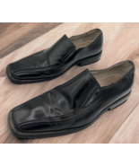 stacy adams hillman black bike toe slip on leather loafer 9M - $21.08
